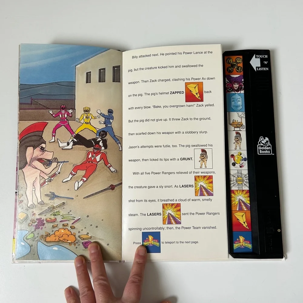 1994 Golden Books Mighty Morphin Power Rangers Food Fight Sound Story Book - Picture 6 of 8